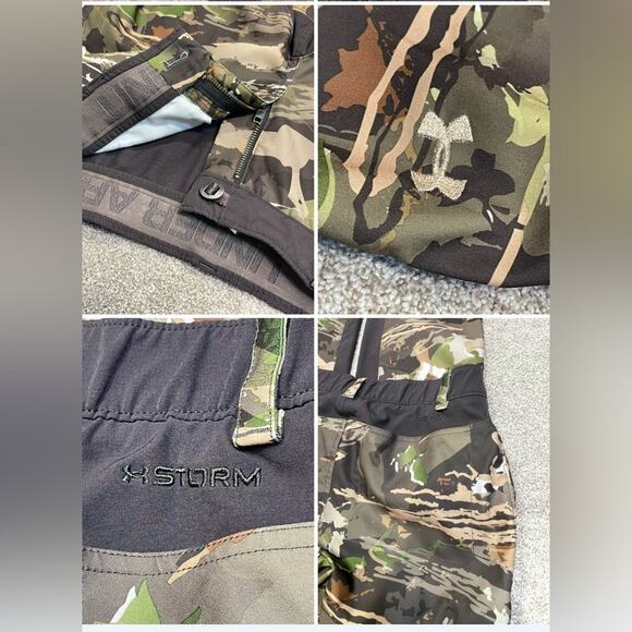 gorpcore Under Armour Storm Forest Camo Hunting Outdoors cargo Pants sz 8 hunter - Picture 8 of 14